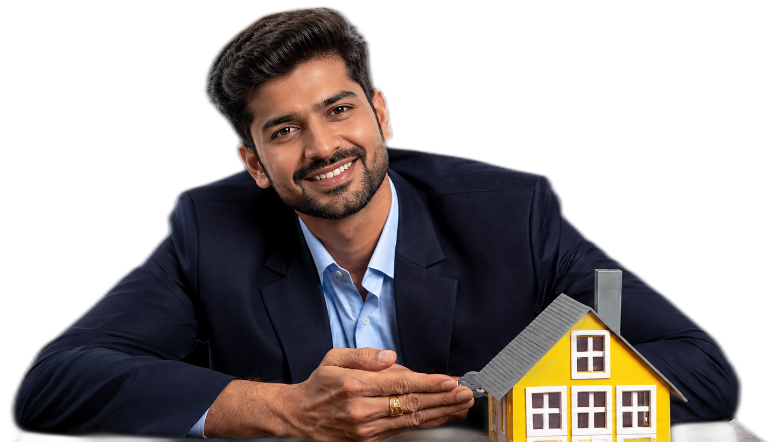 Homebuyer with model house